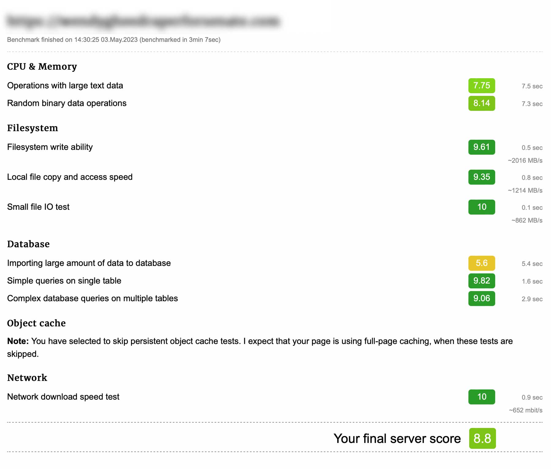 Cloudways benchmark plugin test