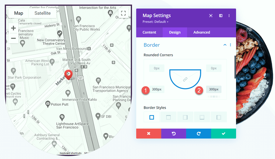 Divi Enlarge Map On Scroll With Scroll Effects Layout 2 Border Rounded Corners