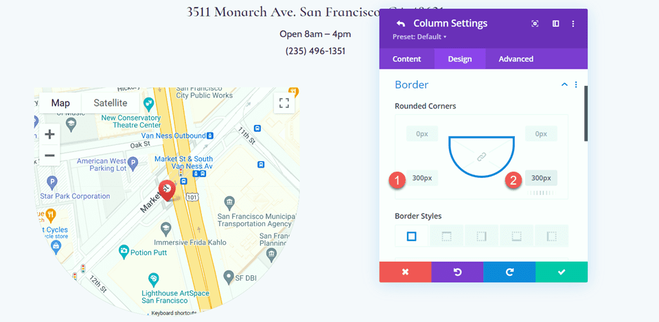 Divi Enlarge Map On Scroll With Scroll Effects Layout 2 Rounded Corners