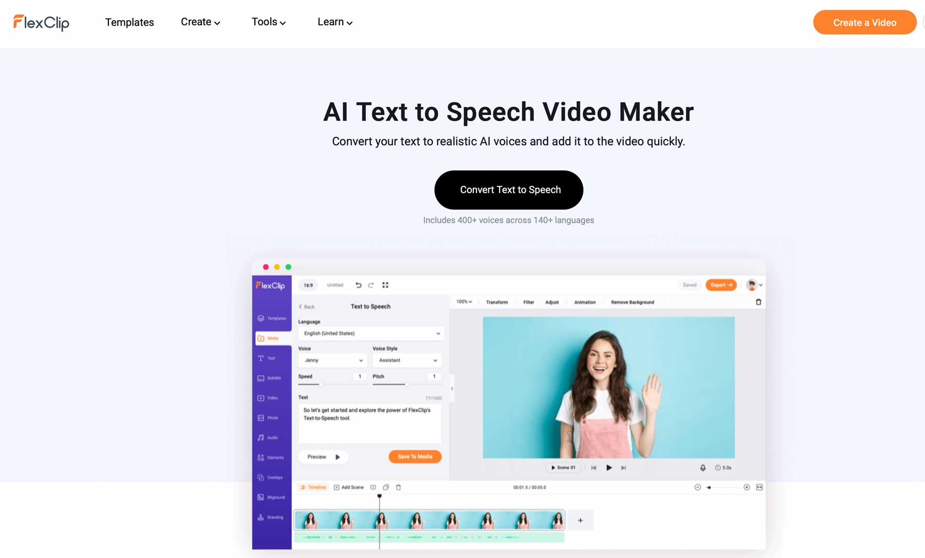 FlexClip AI video creator