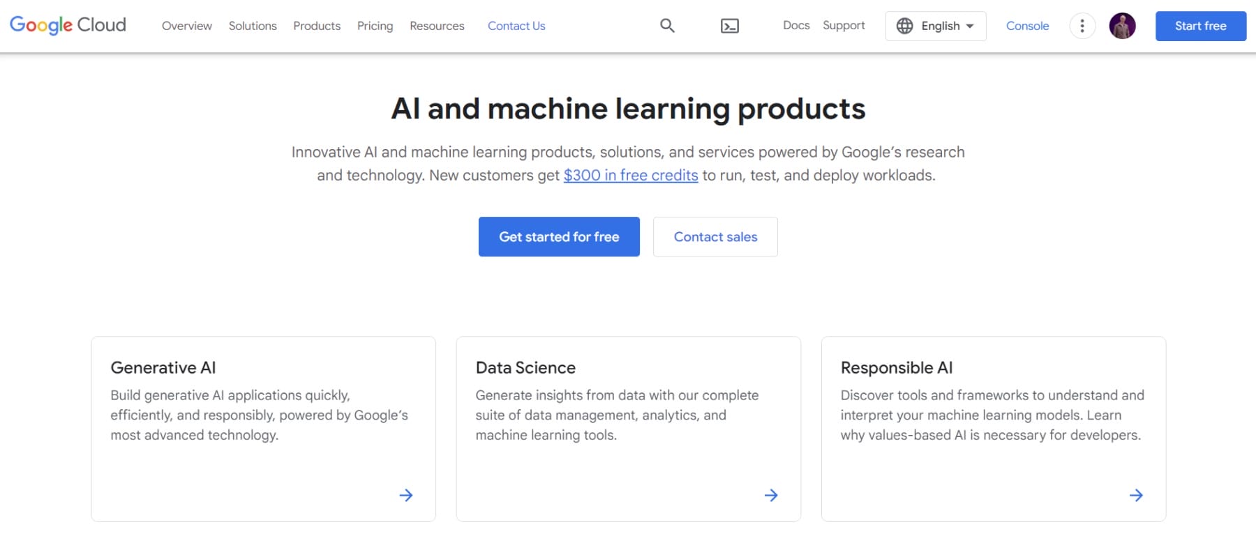 Google AI Platform - Homepage May 2023