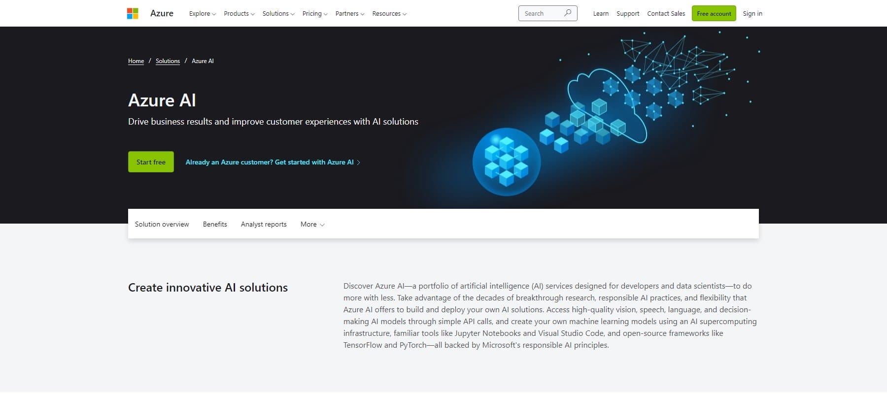 Microsoft Azure AI - Homepage May 2023