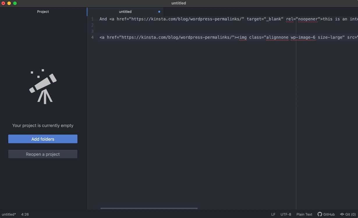 black text editor with opened tabs with some code inside