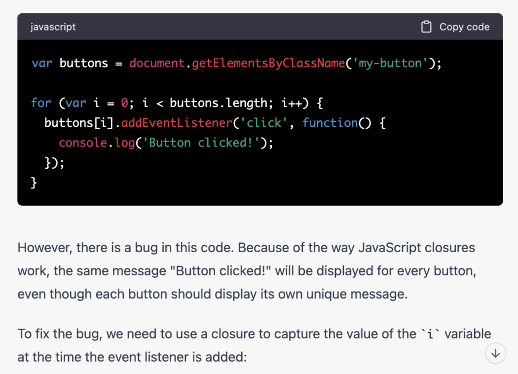 Example of bug in code.