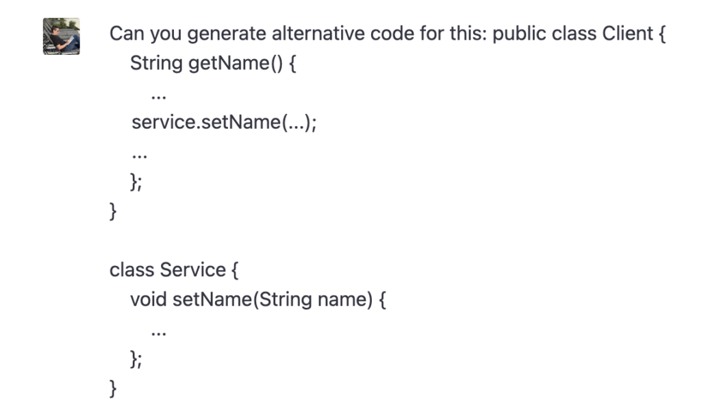 Alternative code example.