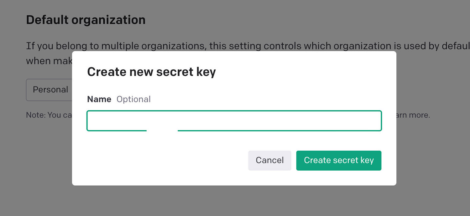 Create new secret key