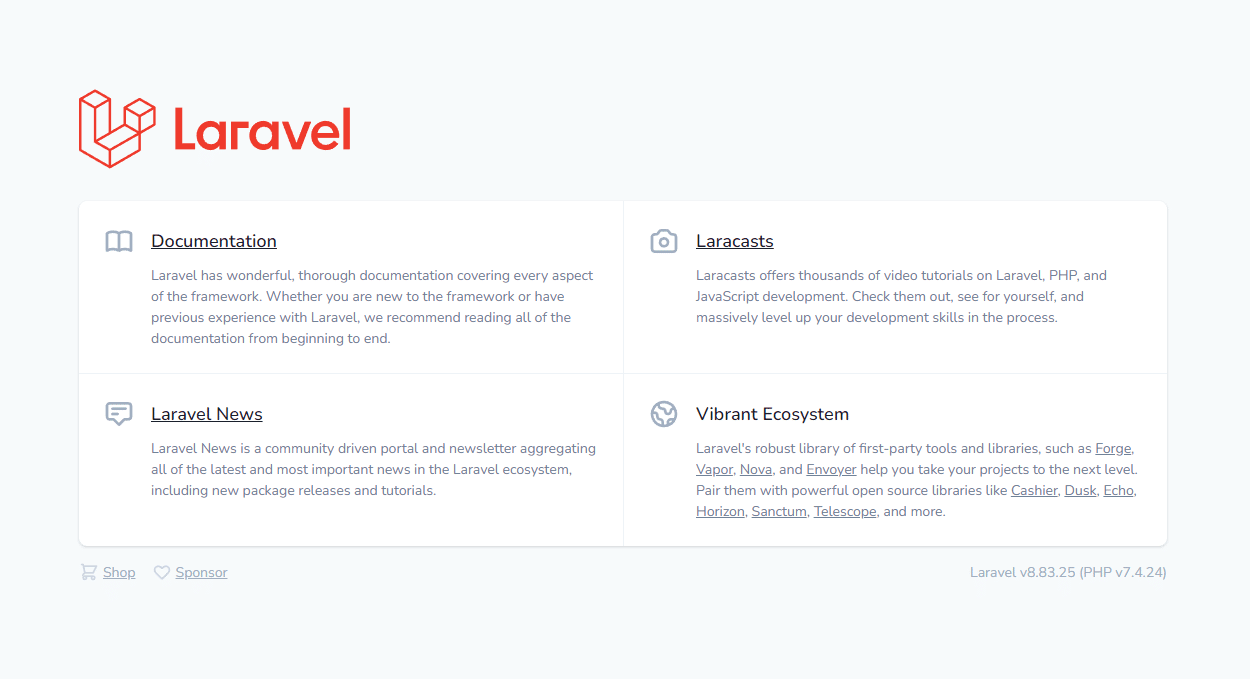 The Laravel landing page