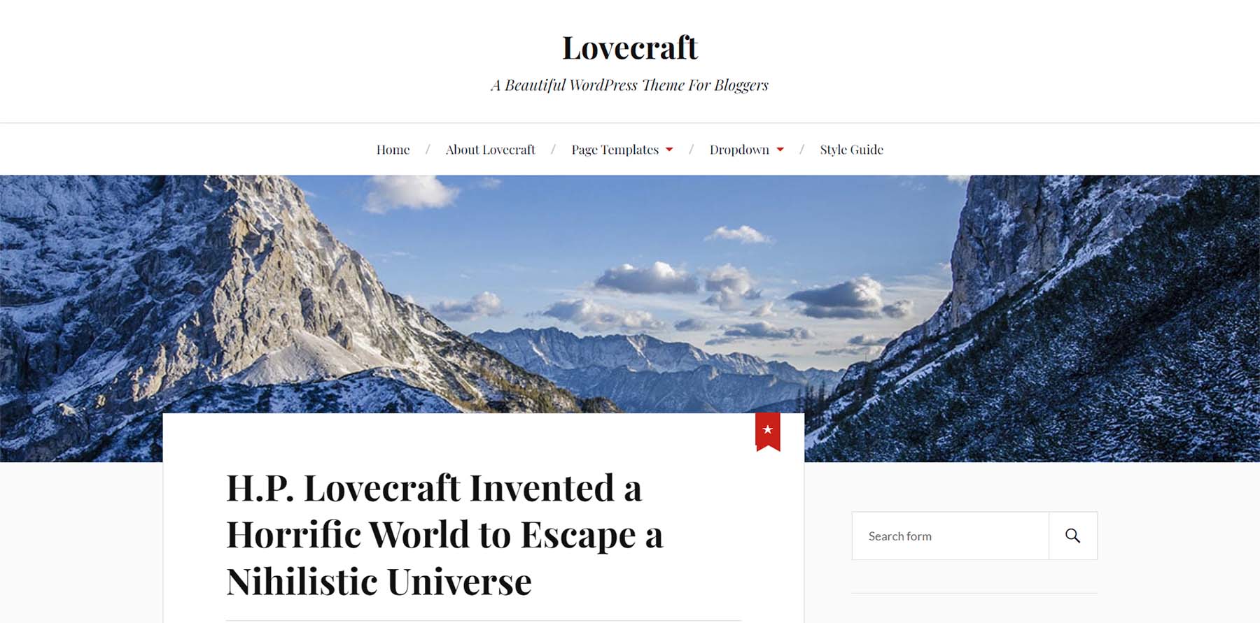 Lovecraft WordPress theme for bloggers