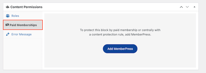 Paid membership settings