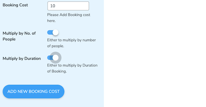 Multiply a booking by duration and the number of people