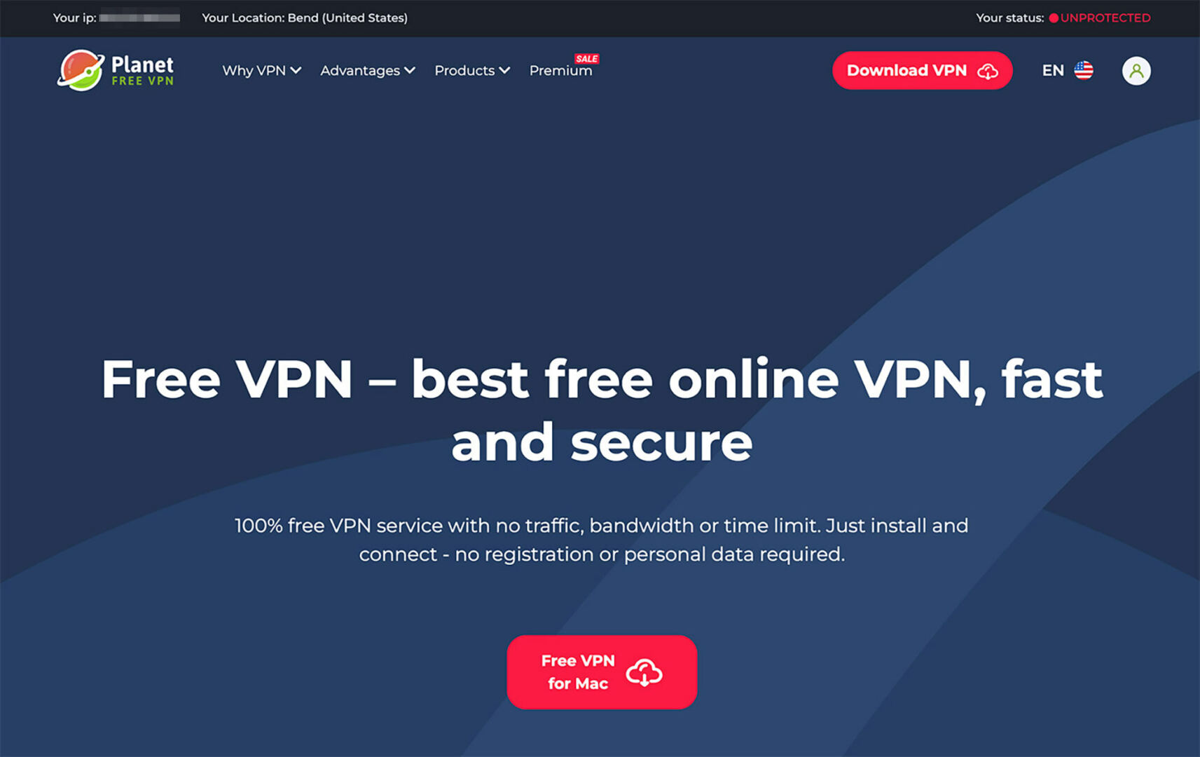 Planet VPN website