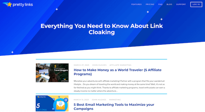 The Pretty Links affiliate marketing blog