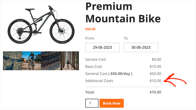How to add additional costs to a rentable product in WooCommerce