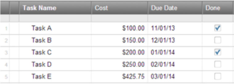 Smartsheet grid view