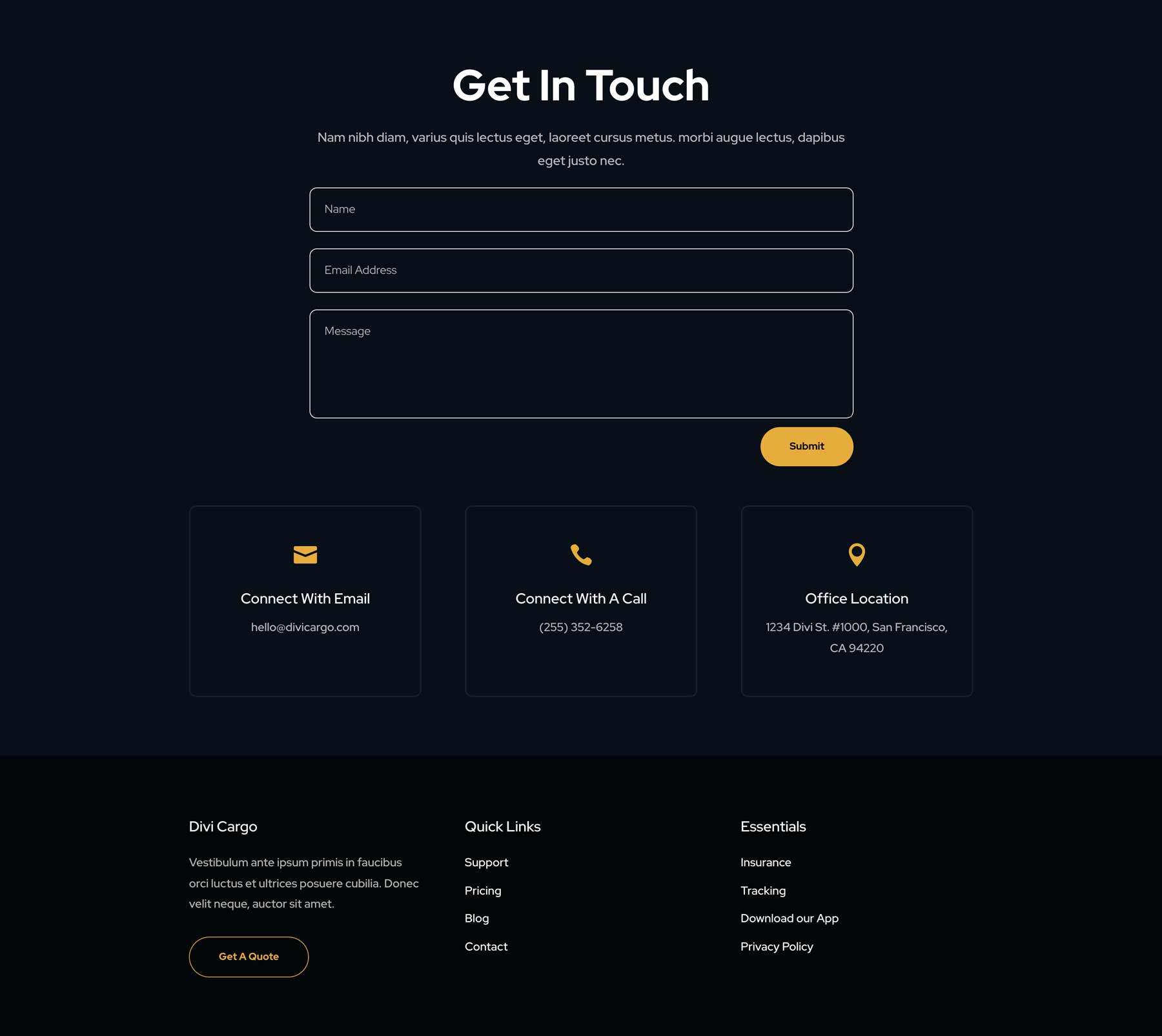 Transport Company Layout Pack for Divi