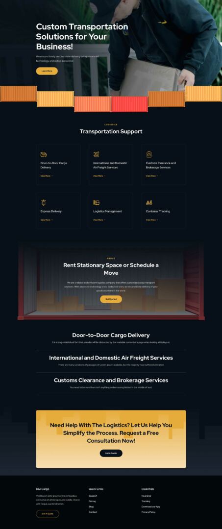 Transport Company Layout Pack for Divi