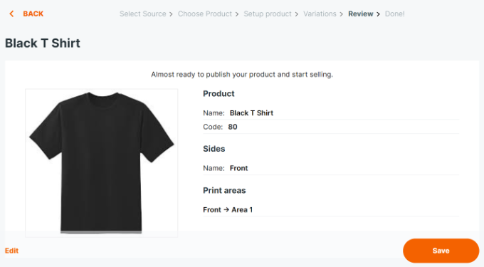 View preview and save custom product