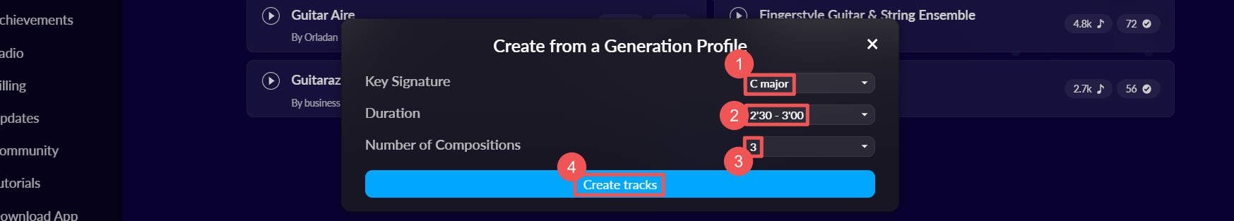 AIVA Create AI Music - Steps 3-6