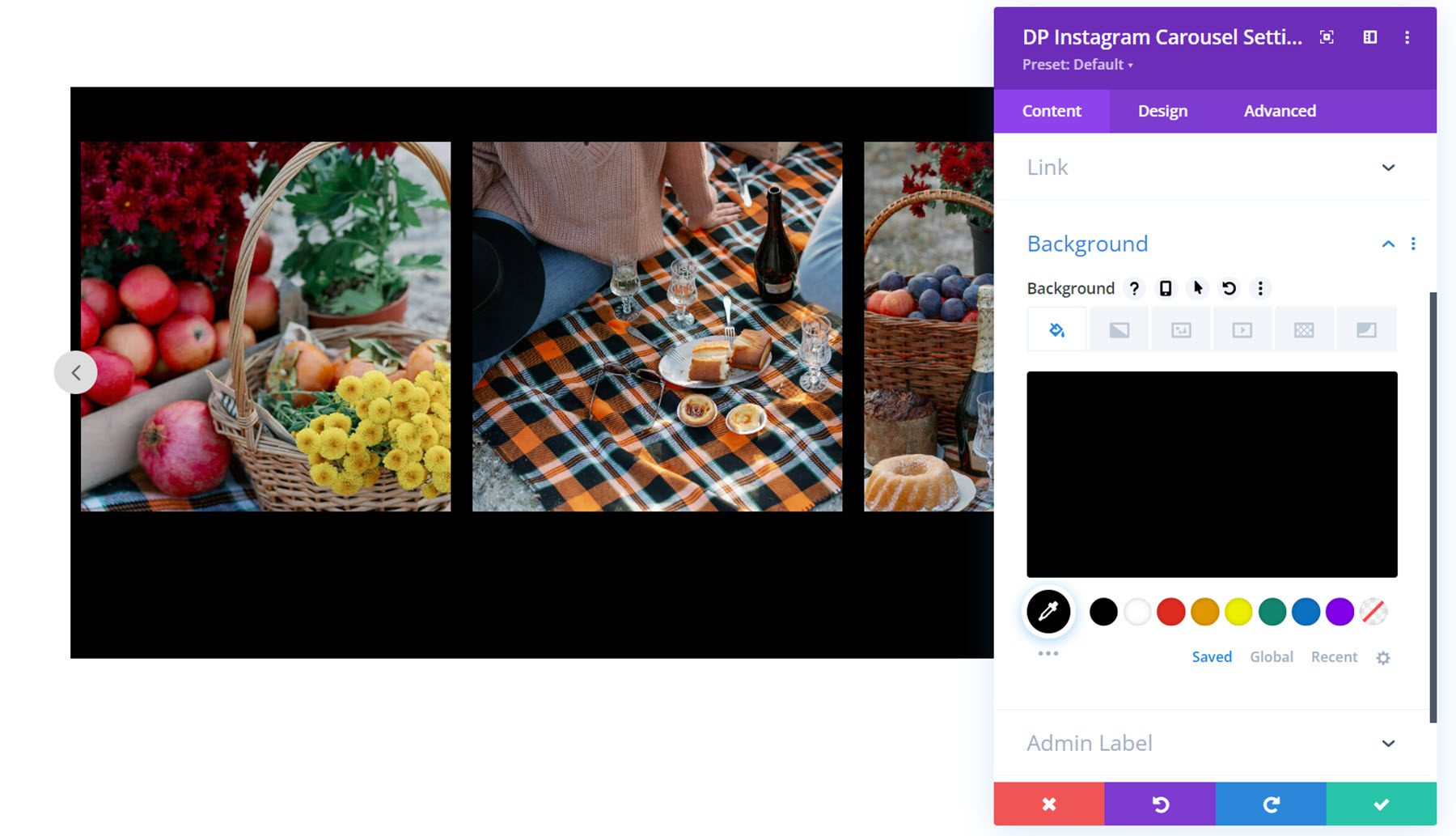 Divi Social Plus Instagram Carousel Background
