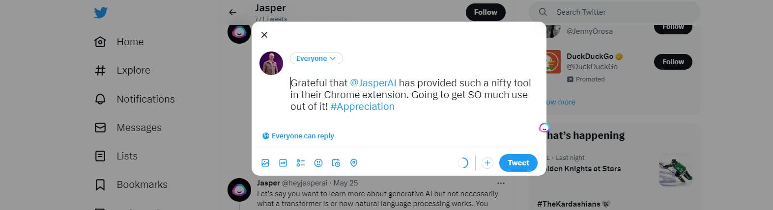 Jasper Chrome Extension - Result
