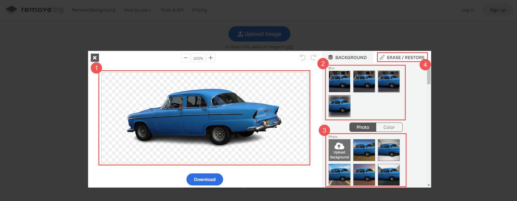 Remove.bg Car Example - Steps 1-4