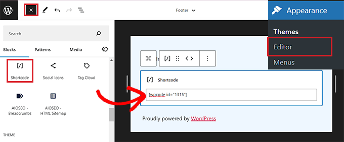 Add copyright date shortcode into the FSE