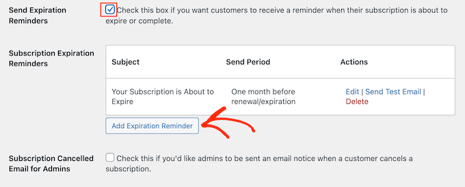 How to create an expiration reminder for an online subscription