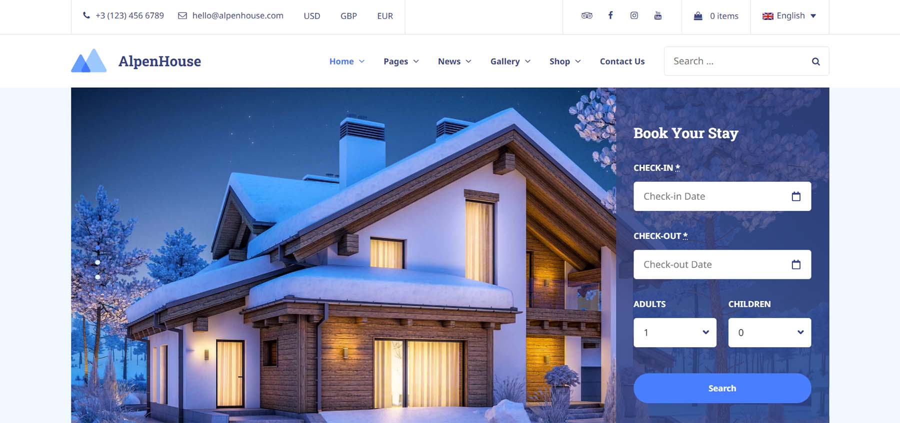 Alpenhouse, one of the best WordPress travel themes