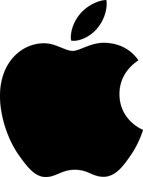 Black Apple logo on white background