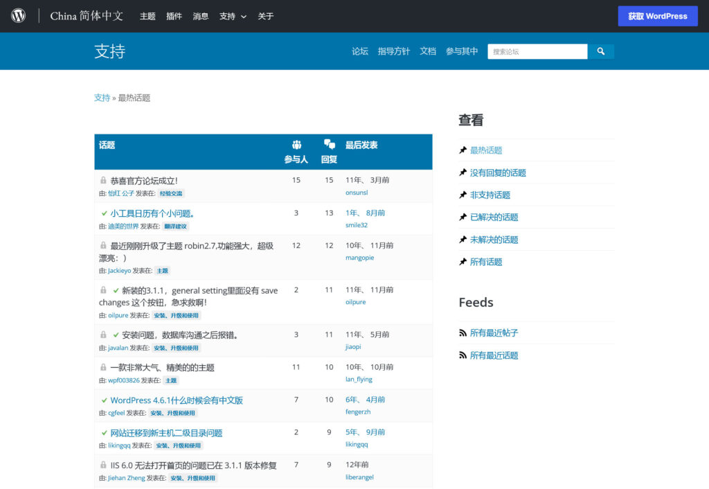 chinese wordpress support forum