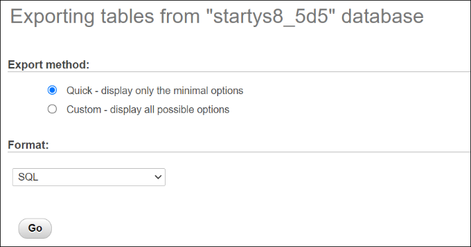 Export database as SQL