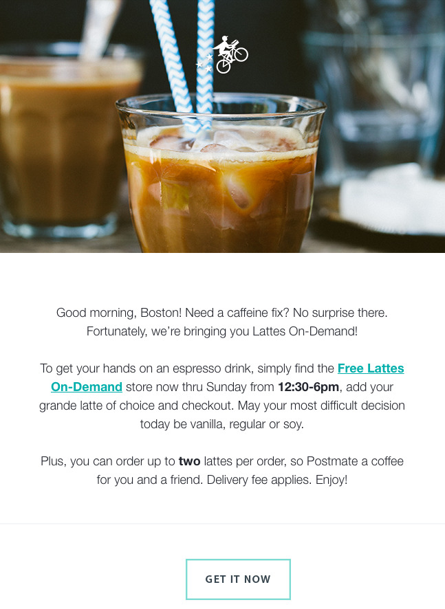 Screenshot of an email from Postmates; How to write a marketing email