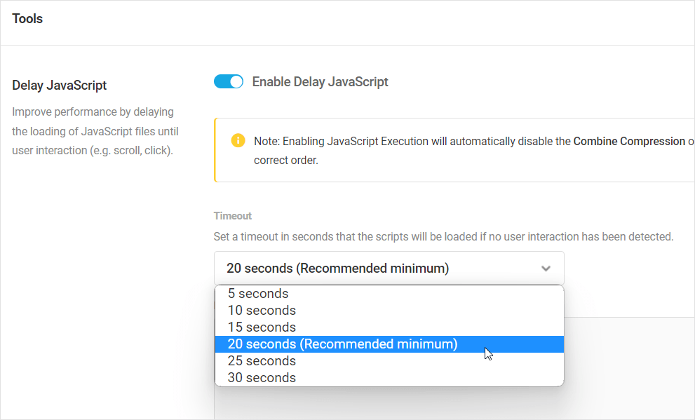 Hummingbird's Delay JavaScript Timeout options