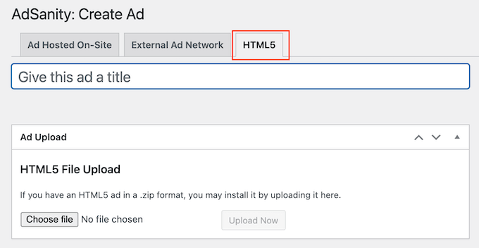 Adding an HTML5 ad to WordPress