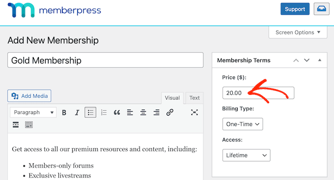 Creating a paid membership subscription using MemberPress