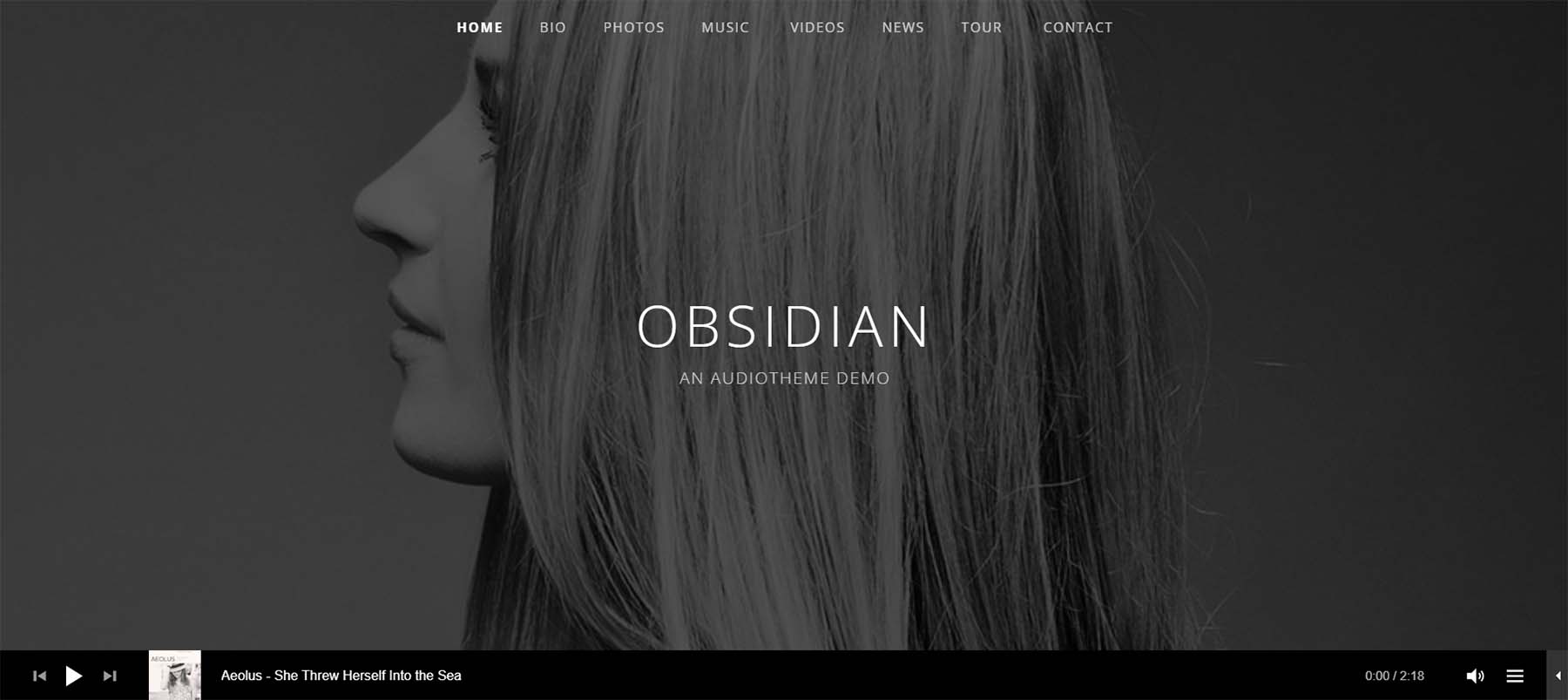 Obsidian, an Audiotheme WordPress theme for musicians