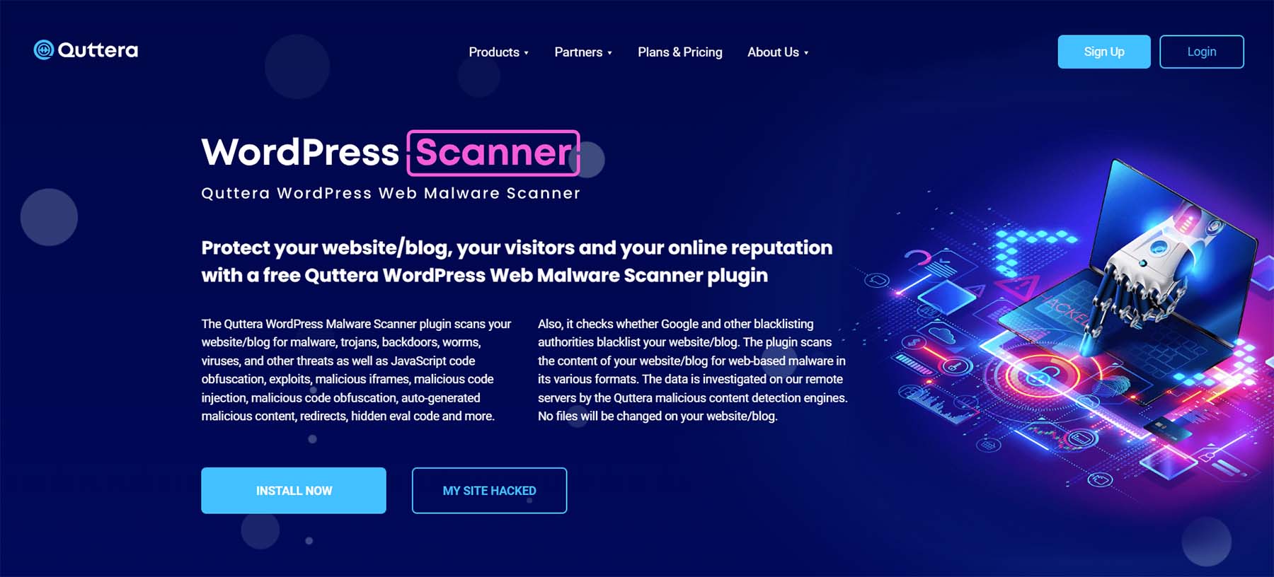 Quttera WordPress Security Scanner, powered by AI
