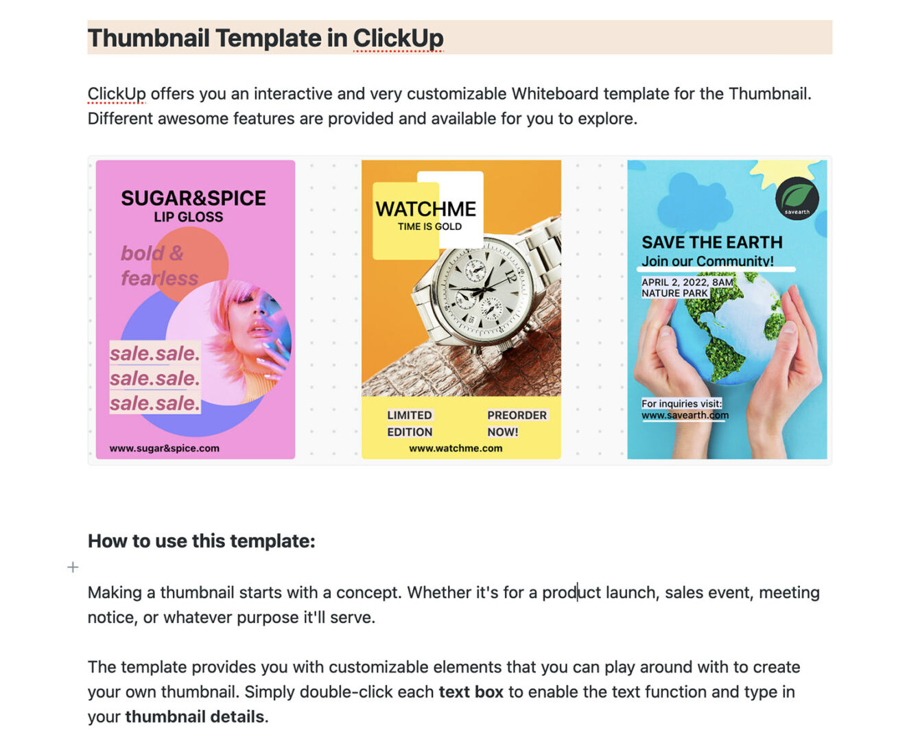 ClickUp Thumbnail template