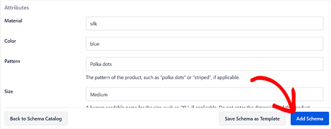 Add other details and click Add Schema button