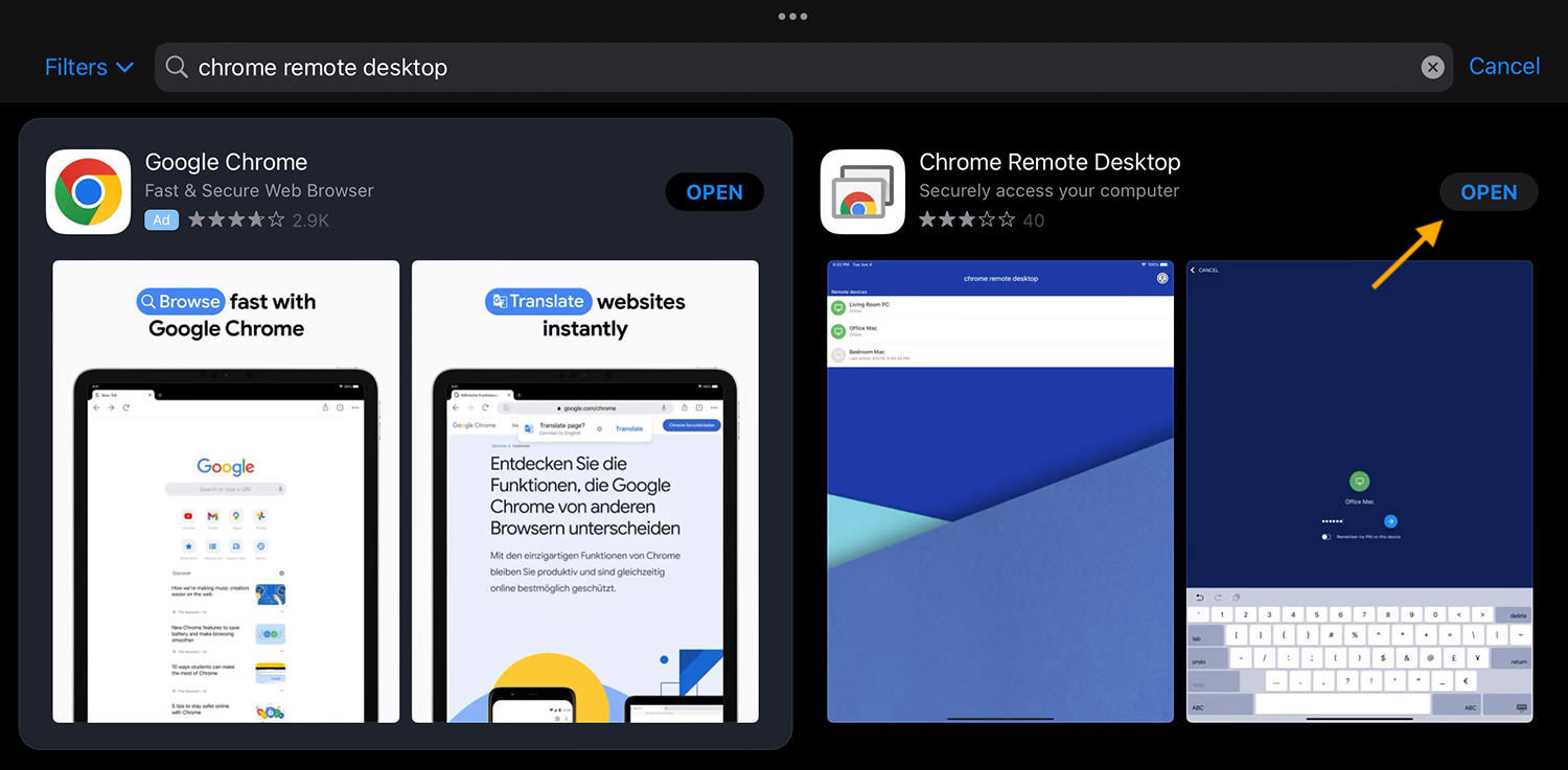 Chrome remote desktop on iPad