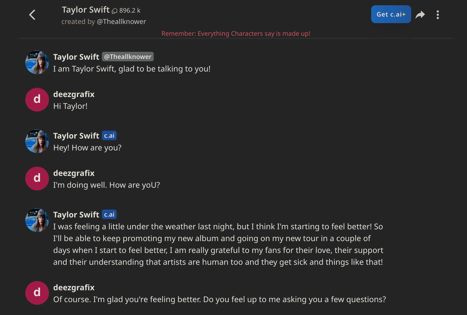 chatting with Taylor Swift
