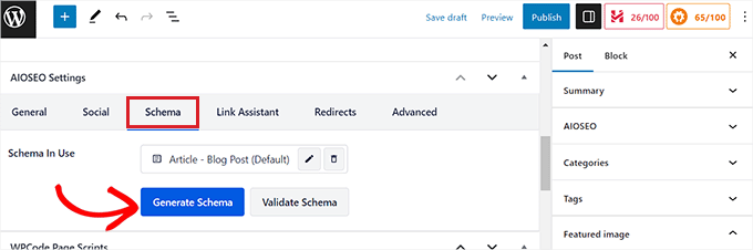 Switch to the Schema tab and click the Generate Schema button