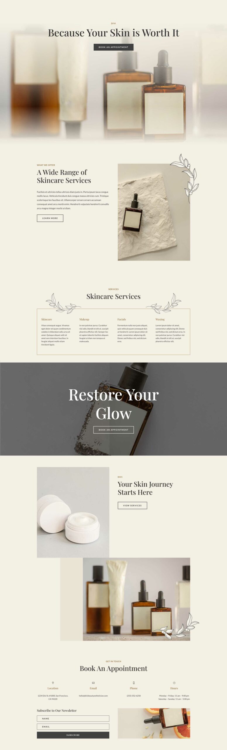 Esthetician Layout Pack for Divi