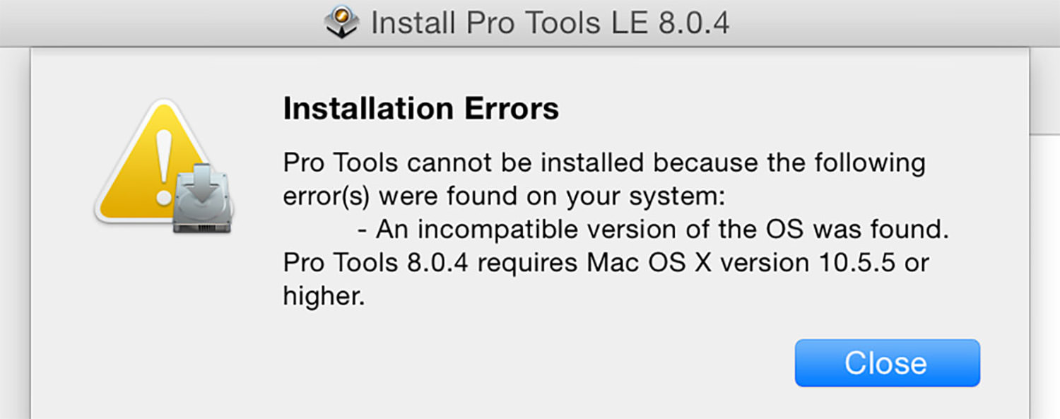 incompatible software version