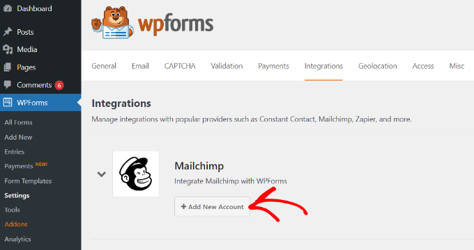 Integrate MailChimp with WPForms
