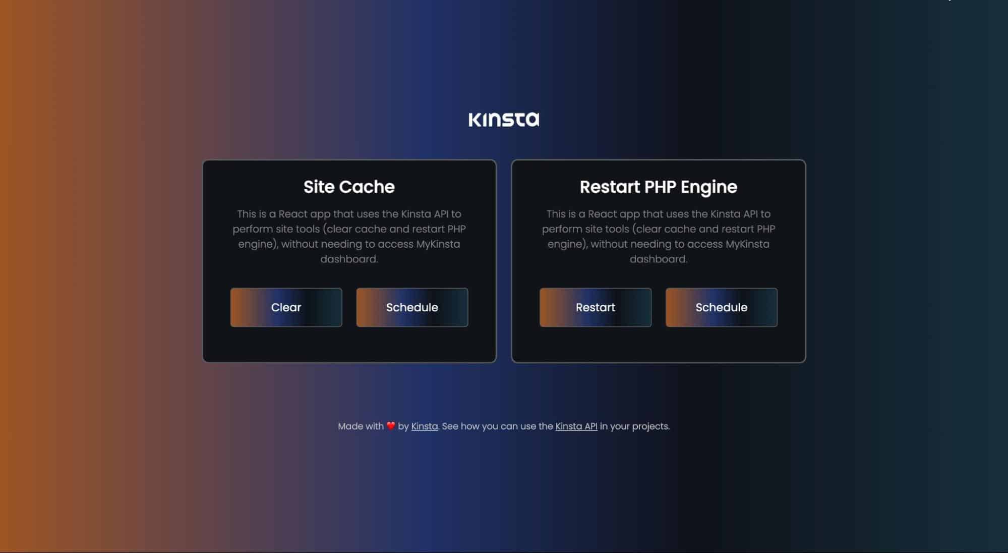 Kinsta site tools management