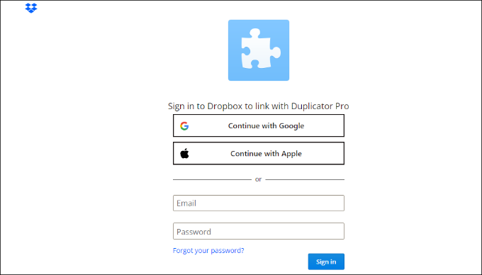 Login to your Dropbox account
