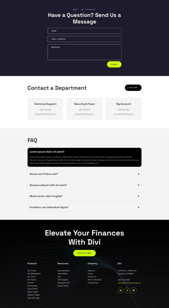 Online Banking Layout Pack for Divi