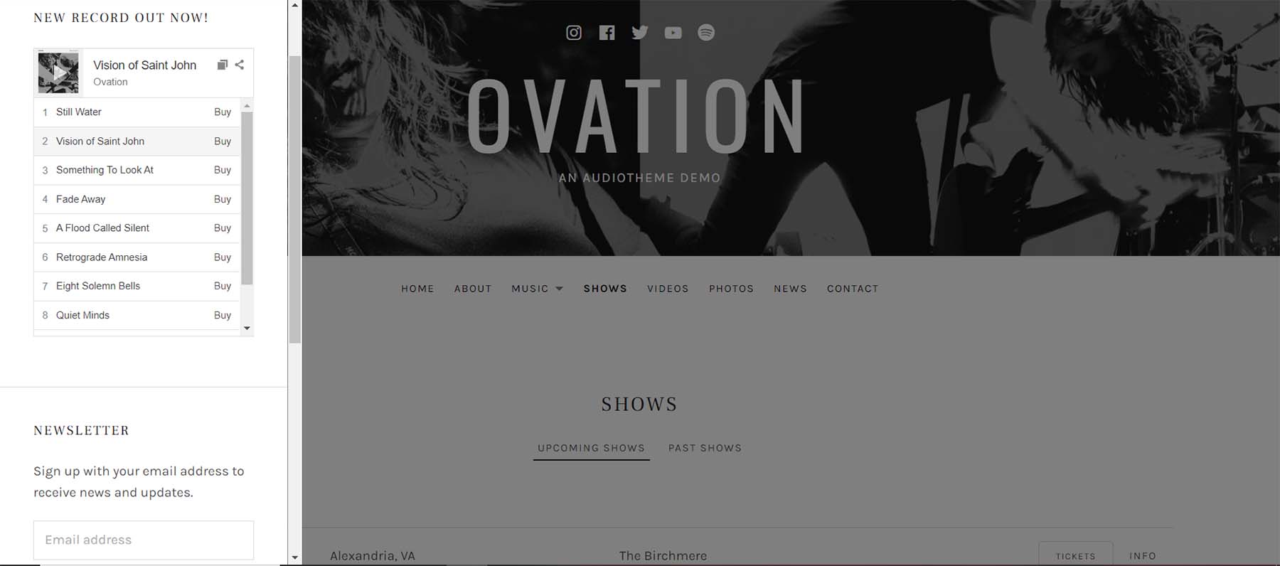 Ovation's sidebar playlist module