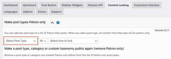 Restricting content categories to Patreon members